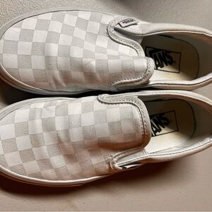 Vans White Checkered Slip-On Shoes